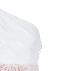 White by Vera Wang One Shoulder Organza Bias Flange Detail Wedding Dress M