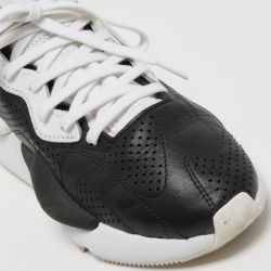  Y-3  Black/White Leather And Stretch Fabric Qasa Elle Sneaker Size 36 2/3