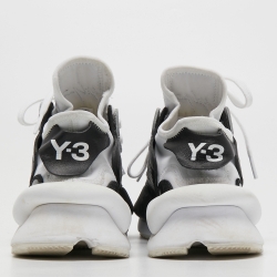  Y-3  Black/White Leather And Stretch Fabric Qasa Elle Sneaker Size 36 2/3