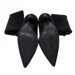 Pre Owned Yeezy Season 5 Black Knit Sock Lace Up Boots Size 38