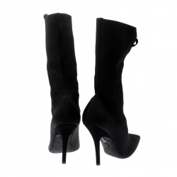 Pre Owned Yeezy Season 5 Black Knit Sock Lace Up Boots Size 38