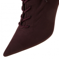 Yeezy Season 5 Burgundy Stretch Canvas Lace Up Pointed Toe Boots Size 40