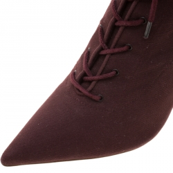 Yeezy Season 5 Burgundy Stretch Canvas Lace Up Pointed Toe Boots Size 38.5