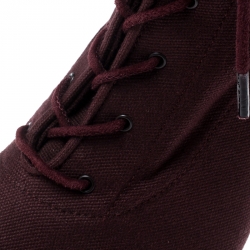 Yeezy Season 5 Burgundy Stretch Canvas Lace Up Pointed Toe Boots Size 36