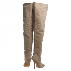 Yeezy Season 5 Beige Suede Thigh High Pointed Toe Boots Size 40