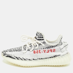 Yeezy x Adidas White/Black Knit Fabric Boost 350 V2 Zebra Sneakers Size 38