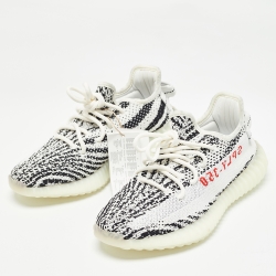 Yeezy x Adidas White/Black Knit Fabric Boost 350 V2 Zebra Sneakers Size 38