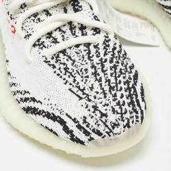 Yeezy x Adidas White/Black Knit Fabric Boost 350 V2 Zebra Sneakers Size 38
