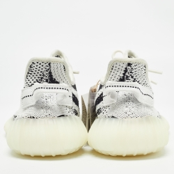 Yeezy x Adidas White/Black Knit Fabric Boost 350 V2 Zebra Sneakers Size 38