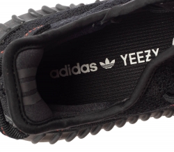 Pre Owned Adidas Yeezy Black/Red Knit Fabric Boost 350 V2 Low Top Sneakers Size 42