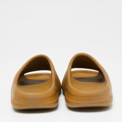 Pre Owned Yeezy x Adidas Brown Rubber Ochre Slides Size 37