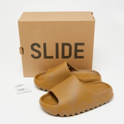 Pre Owned Yeezy x Adidas Brown Rubber Ochre Slides Size 37