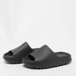 Yeezy x Adidas Black Rubber Onyx Flat Slides Size 39