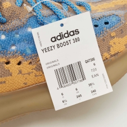 Pre Owned Yeezy x Adidas Brown Knit Fabric  Boost 380 Blue-Oat Sneakers 39 1/3