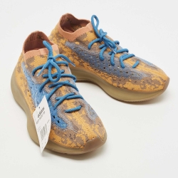 Pre Owned Yeezy x Adidas Brown Knit Fabric  Boost 380 Blue-Oat Sneakers 39 1/3
