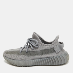Pre Owned Yeezy x Adidas Grey Knit Fabric Boost 350 V2Steel Grey Sneakers Size 39 1/3