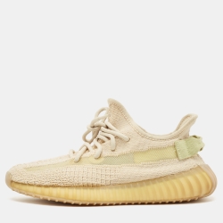 Yeezy x Adidas Beige Knit Fabric Boost 350 V2 Flax Sneakers Size 38.5