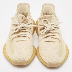 Yeezy x Adidas Beige Knit Fabric Boost 350 V2 Flax Sneakers Size 38.5