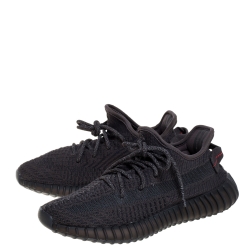 Pre Owned Yeezy x Adidas Black Cotton Knit Boost 350 V2 Static Non Reflective Sneakers Size 37.5