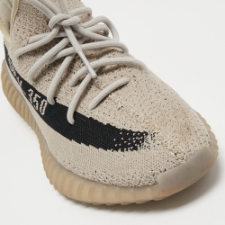 Pre Owned Yeezy x Adidas Grey/Black Knit Fabric Boost 350 V2 Slate Sneakers Size 44