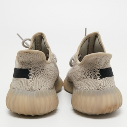 Pre Owned Yeezy x Adidas Grey/Black Knit Fabric Boost 350 V2 Slate Sneakers Size 44