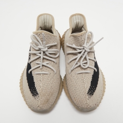 Pre Owned Yeezy x Adidas Grey/Black Knit Fabric Boost 350 V2 Slate Sneakers Size 44