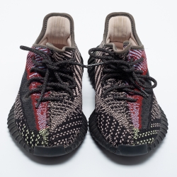 Pre Owned Yeezy x Adidas Multicolor Knit Fabric Boost 350 V2 Reflective Sneakers Size 38 2/3