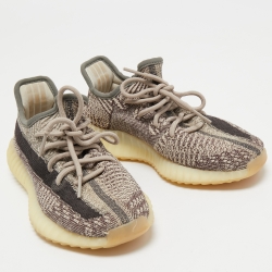 Pre Owned Yeezy x Adidas Grey/Black Knit Fabric Boost 350 V2 Zyon Sneakers Size 37