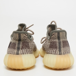 Pre Owned Yeezy x Adidas Grey/Black Knit Fabric Boost 350 V2 Zyon Sneakers Size 37