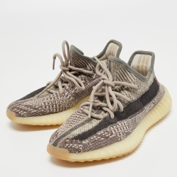 Pre Owned Yeezy x Adidas Grey/Black Knit Fabric Boost 350 V2 Zyon Sneakers Size 37