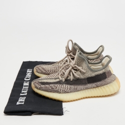 Pre Owned Yeezy x Adidas Grey/Black Knit Fabric Boost 350 V2 Zyon Sneakers Size 37