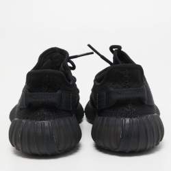 Pre Owned Yeezy x Adidas Black Knit Fabric Boost 350 V2 Onyx Sneakers Size 37 1/3