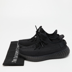 Pre Owned Yeezy x Adidas Black Knit Fabric Boost 350 V2 Onyx Sneakers Size 37 1/3