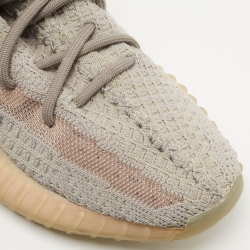 Pre Owned Yeezy x Adidas Grey/Orange Knit Fabric Boost 350 V2 True Form Sneakers Size 36