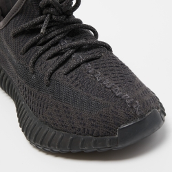 Pre Owned Yeezy x Adidas Black Knit Fabric Boost 350 V2 Black Soul Sneakers Size 38