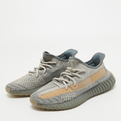 Pre Owned Yeezy x Adidas Grey Knit Fabric Boost 350 V2 Israfil Sneakers Size 40