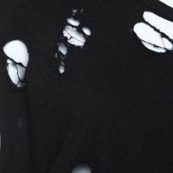 Y's Yohji Yamamoto Black Destroyed Wool Asymmetric Wrap Tunic S