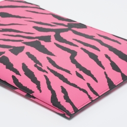 Saint Laurent Pink/Black Leather Zebra Print IPad Case