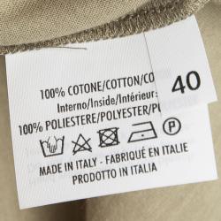 Pre Owned Yves Saint Laurent Paris Brown Logo Detail V-Neck T-Shirt M