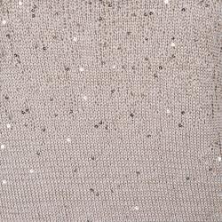 Pre Owned Yves Saint Laurent Paris Beige Sequined Cropped Sleeveless Sweater M