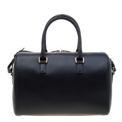 Pre Owned Saint Laurent Navy Blue Leather Classic Duffle 6 Bag