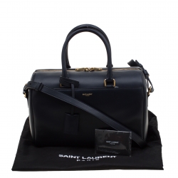 Pre Owned Saint Laurent Navy Blue Leather Classic Duffle 6 Bag