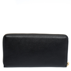 مملوكة مسبقًا Saint Laurent Black Leather Belle De Jour Zip Around  Wallet