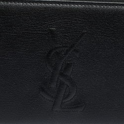 مملوكة مسبقًا Saint Laurent Black Leather Belle De Jour Zip Around  Wallet