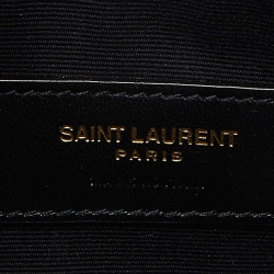 مملوكة مسبقًا Saint Laurent Black Matelassé Leather Monogram Zip Pouch