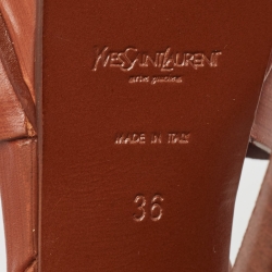 Pre Owned Yves Saint Laurent Brown Leather Tribute Sandals Size 36