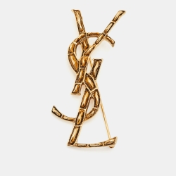 Pre Owned Yves Saint Laurent  Opyum Crocodile Gold Tone Brooch