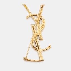 Pre Owned Yves Saint Laurent  Opyum Crocodile Gold Tone Brooch