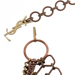 Pre Owned Yves Saint Laurent Two Tone Metal Encircled Chain Link Belt