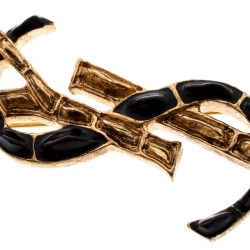 Pre Owned Yves Saint Laurent Gold Plated Opyum YSL Crocodile Pin Brooch